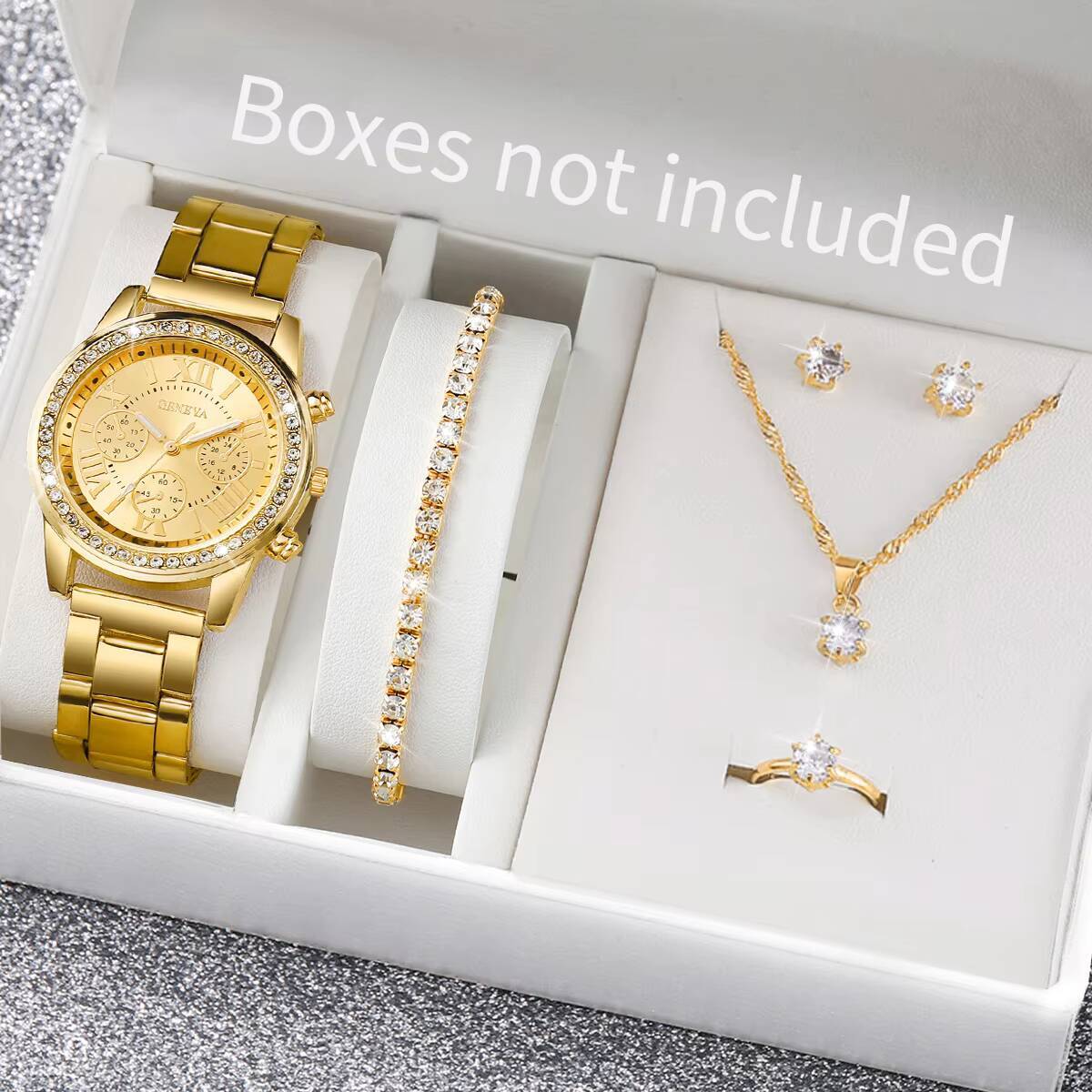 Analog Quartz Watch - 6PCS/Set Fashion Rhinestone Women Watches Analog