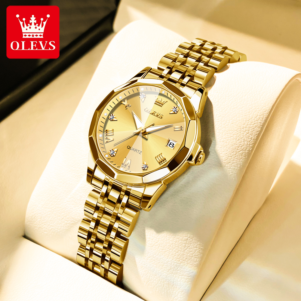 Waterproof Diving Watch - OLEVS Fashion Golden Watch for Women