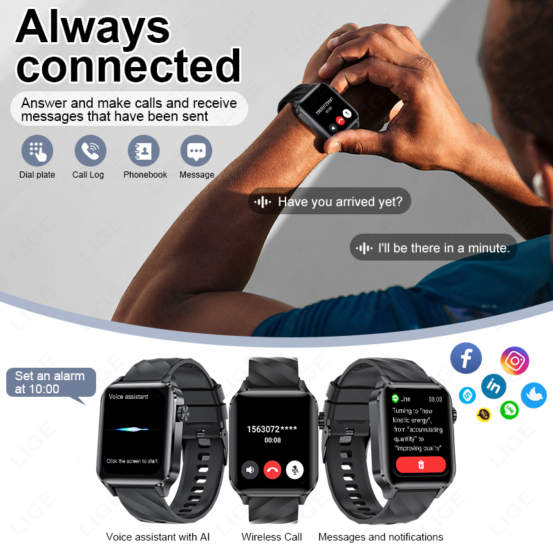 LIGE New Bluetooth Call Smart  - Smartwatch Iphone Watches For Women ulasan dan harga