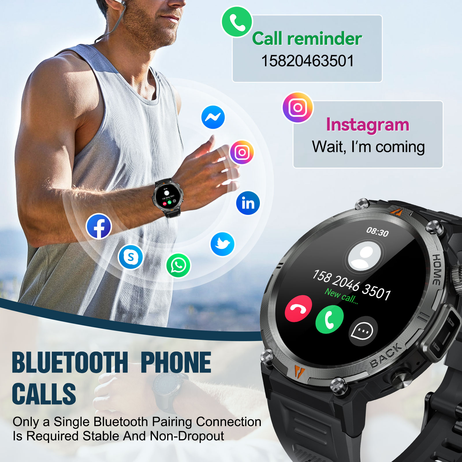 EIGIIS KE3 Bluetooth Call Smar - Smartwatch Health Watches ulasan dan harga