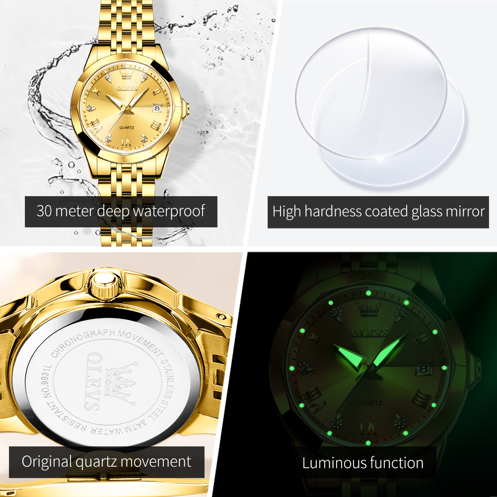 OLEVS Fashion Golden Watch for - Waterproof Diving Watch ulasan dan harga