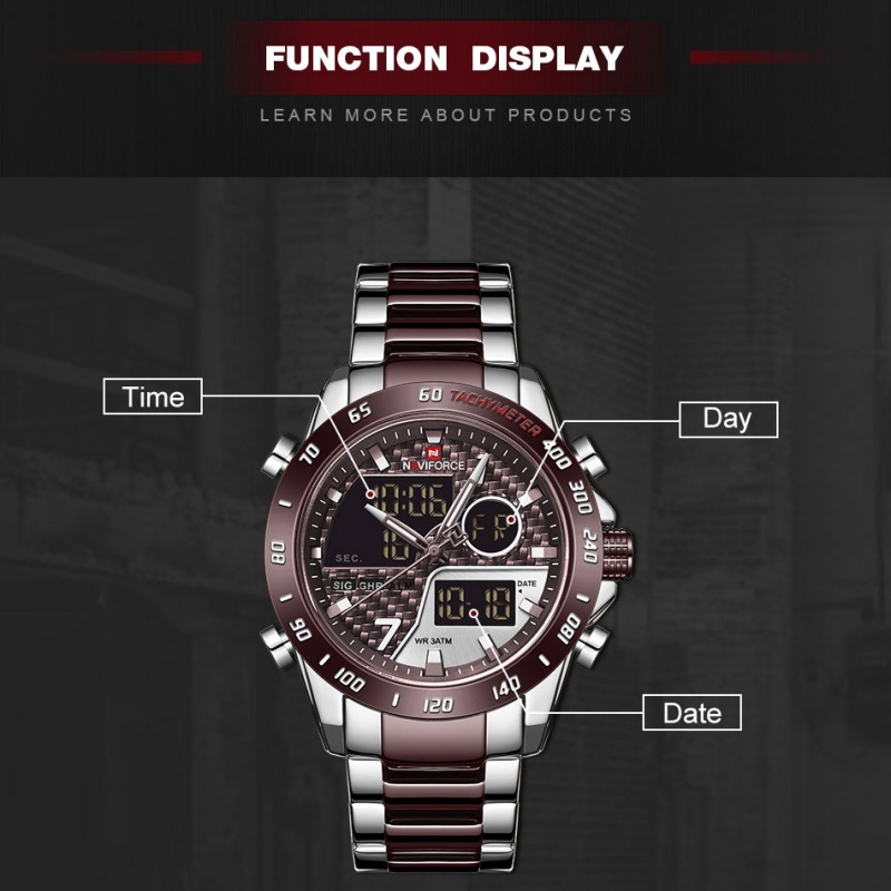 NAVIFORCE Men‘s New Analog Dig - Analog Quartz Watch ulasan dan harga