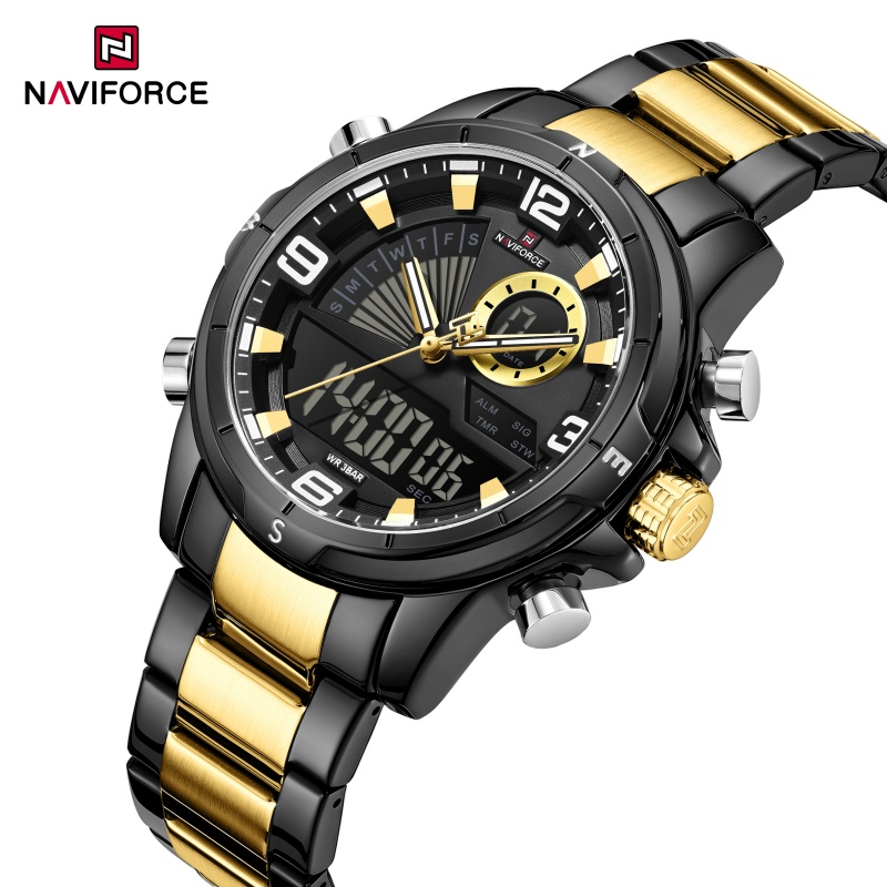 NAVIFORCE Men Dual Display Wat - Analog Quartz Watch ulasan dan harga