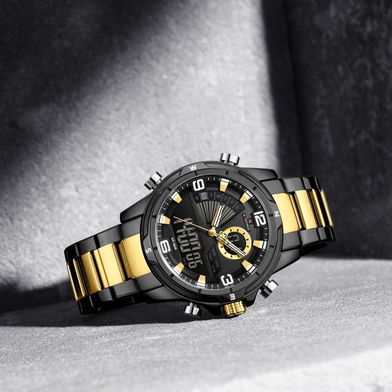 NAVIFORCE Men Dual Display Wat - Analog Quartz Watch ulasan dan harga