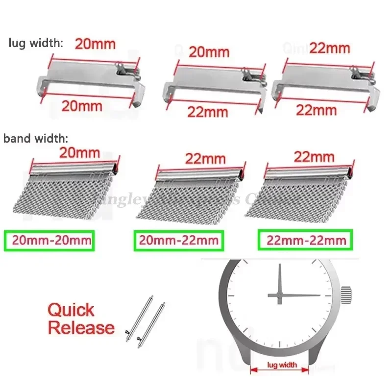 2pcs Watch Band Adapters 20mm  - Replacement Watch Bracelet ulasan dan harga